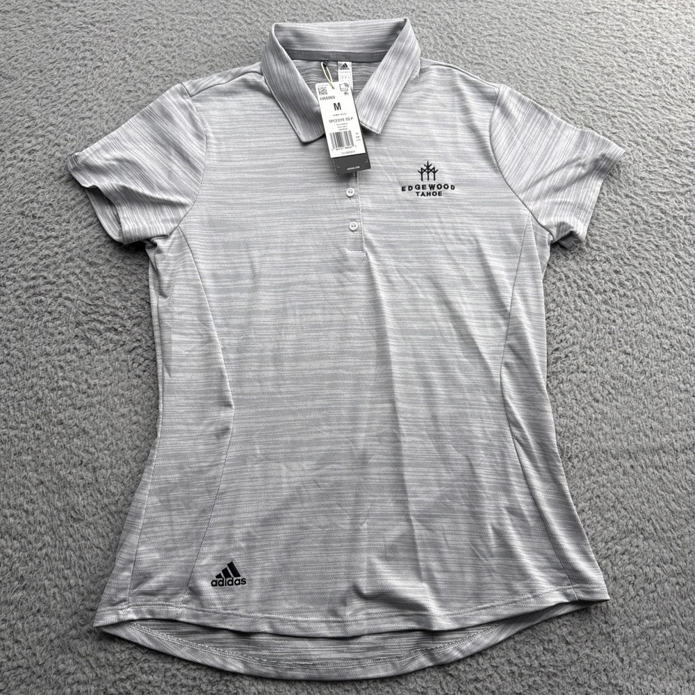 Adidas Golf Polo Shirt Womens Medium Black NWT Edgewood Tahoe Space Dye HA6069